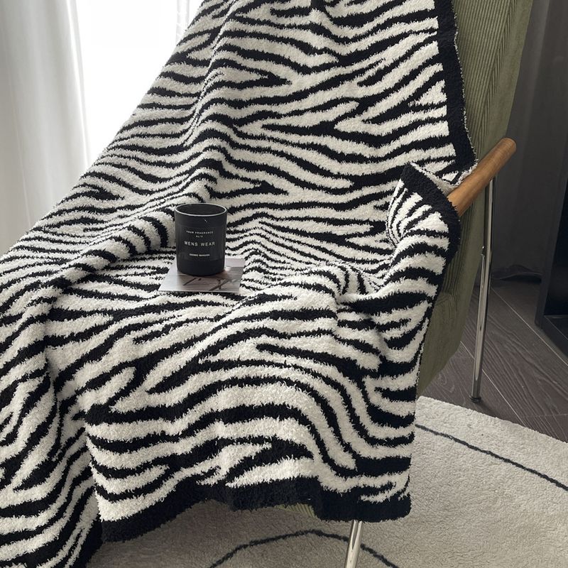 Nuovo divano da ufficio multifunzionale con stampa zebrata, caldo e spesso, con coperta di rivestimento in maglia_voghion.com