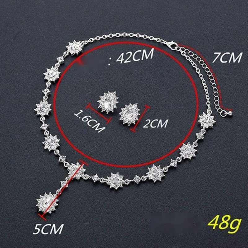 Orecchini di cristallo, collana, set di gioielli, forniture per matrimoni, accessori da donna super scintillanti_voghion.com