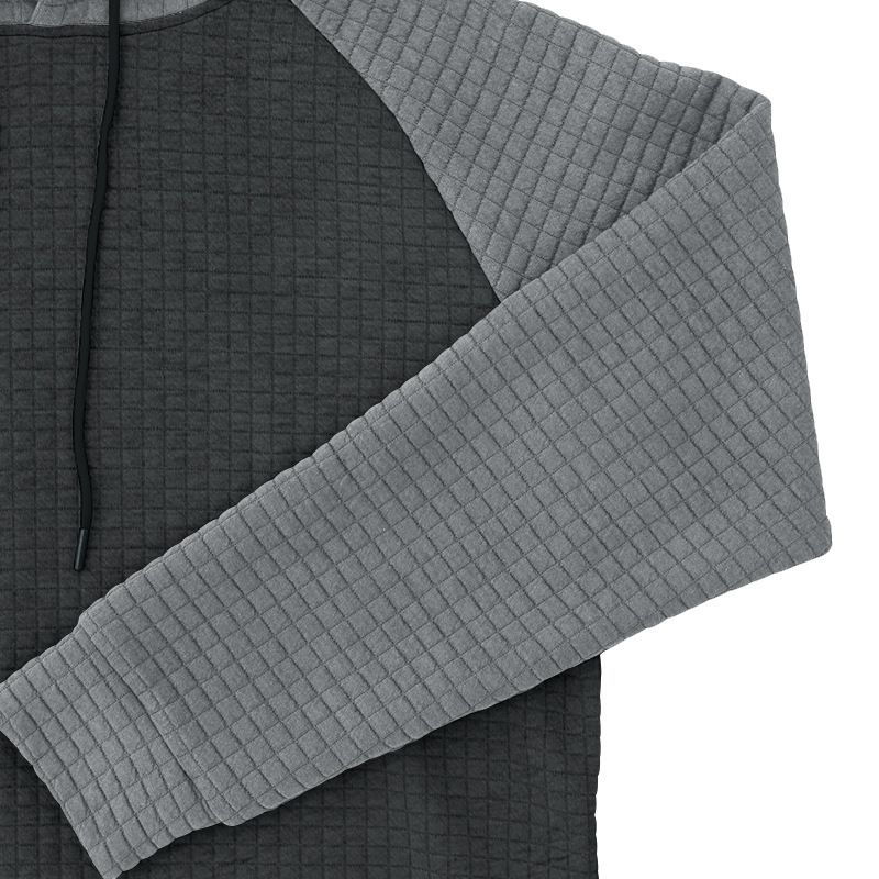 Conjunto de sudadera con capucha y bloques de color para hombre: estilo urbano, informal, de corte entallado, para invierno._voghion.com