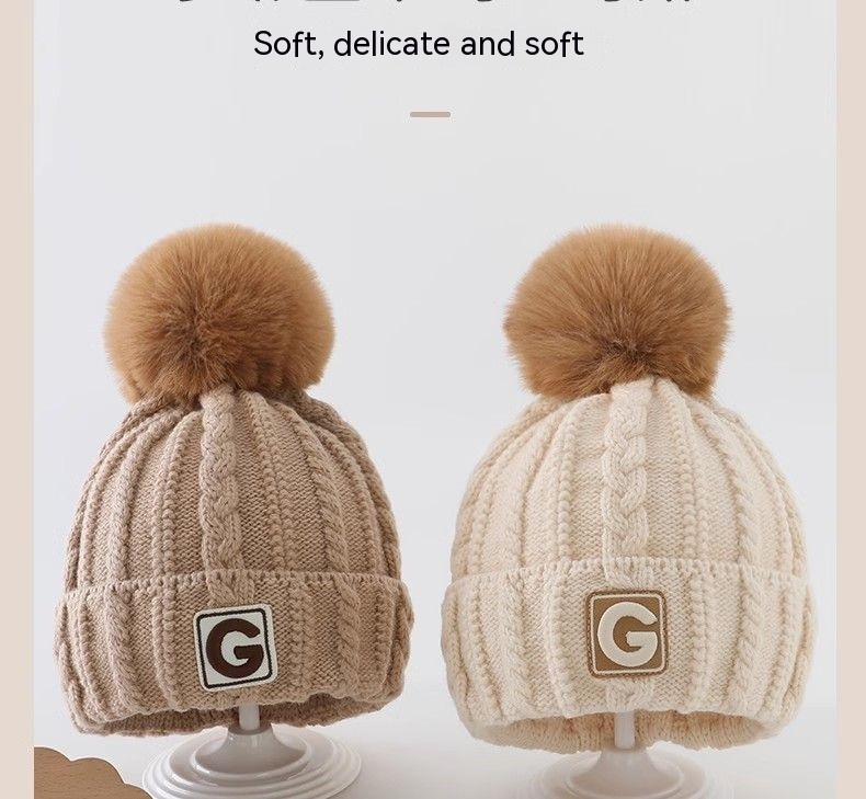 Trendy baby boys simple wool scarf hat two-piece fall and winter girls warm knitted hat_voghion.com