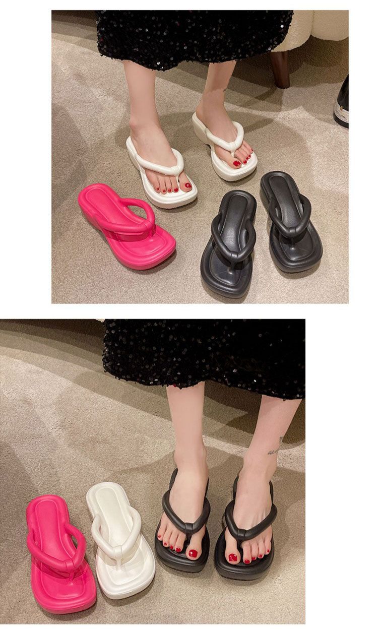 Unisex Shoes Outdoor Wedge Heel Slippers Beach Thong Toe Platform Thick Bottom High Heel Sandals Eva Flip Flops_voghion.com
