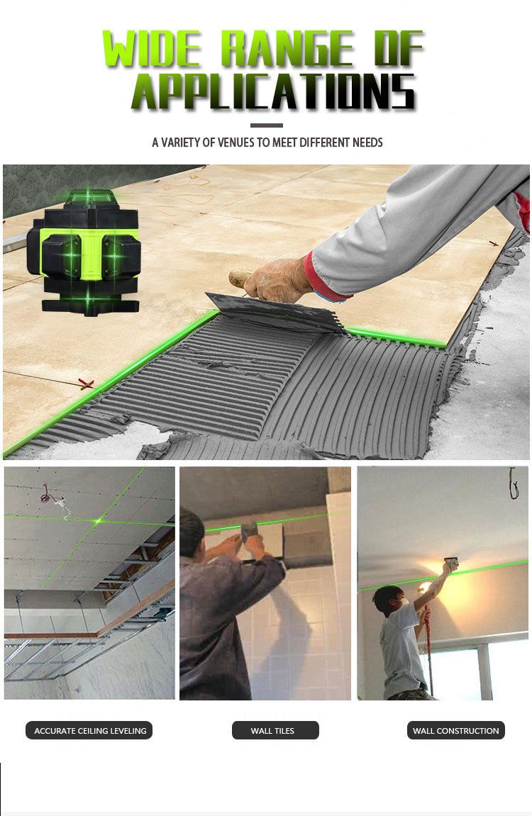 Digital Self-Leveling Cross Line Laser Level With 16 Lines (Green Beam) – Includes Tripod, 360° Horizontal/Vertical Alignment_voghion.com