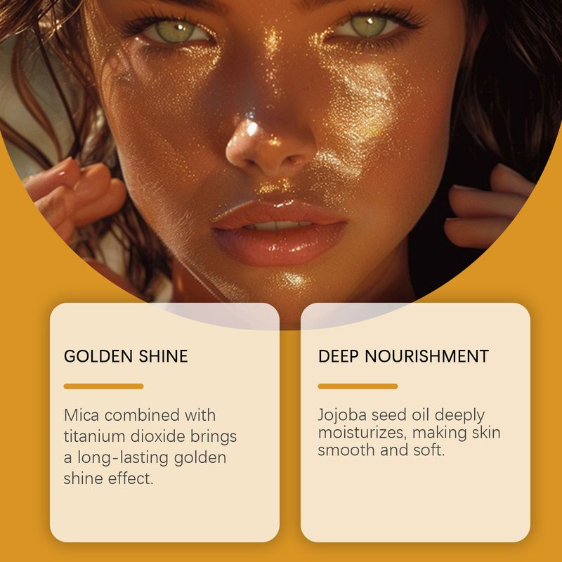 Golden Shiny Oil Gesichtskörper Schlüsselbeinflüssigkeit Hohe Helligkeit Feuchtigkeitsspendend Einfach anzuwenden_voghion.com