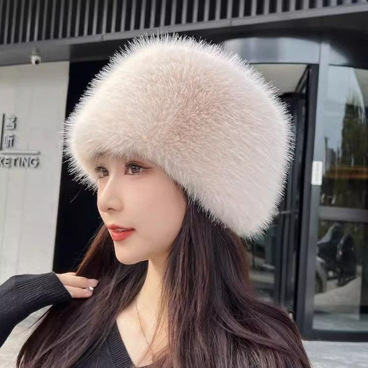 New Winter Fox Fur Plush Bucket Thickened Warm Ear Protection Fairy Hat_voghion.com