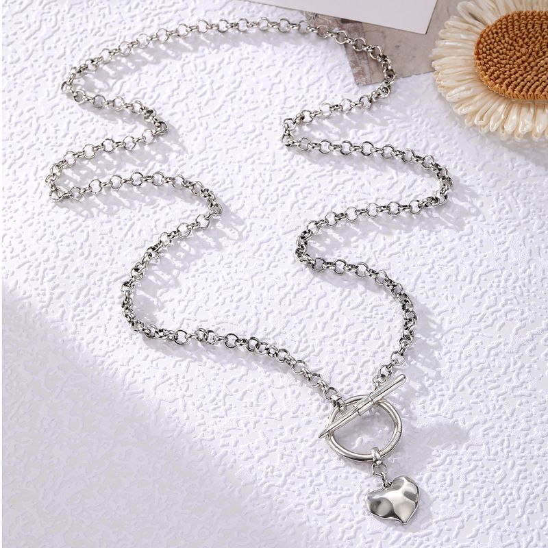 European And American Cross Border Love Hammered Necklace Personality Exaggerated Retro Temperament Old Fashion Jewelry All Match Chain Necklace_voghion.com