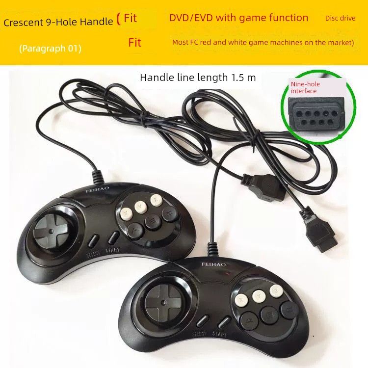 Manette de jeu intégrée jaune à 9 broches pour console de télévision domestique, carte nostalgique 8 bits à l'ancienne, poignée FC NES_voghion.com