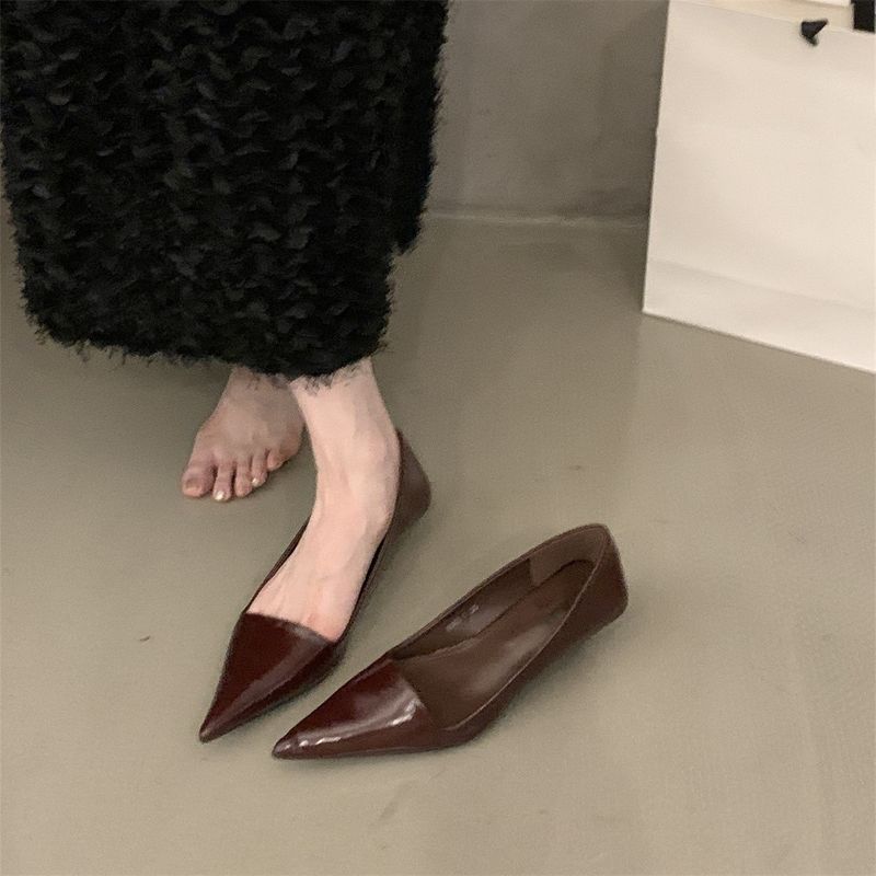 Scarpe singole rosse con punta a punta, in stile francese, per donna, stagione primavera e autunno 2025, eleganti, nere, sottili_voghion.com