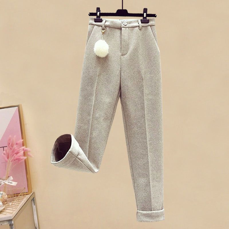 Short winter new item two-piece sweater for women+high waisted woolen pants+woolen suit jacket three piece set_voghion.com