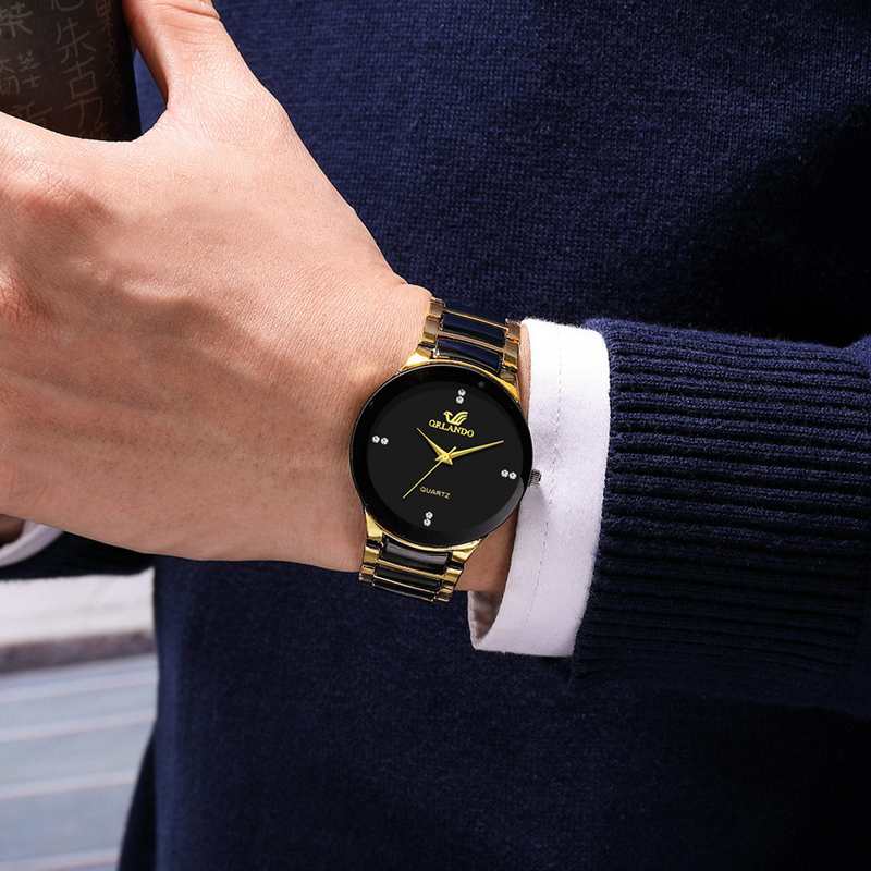 Minimalistische Bar Pin-abgestufte Herrenmode Trend Business Eleganter britischer Stil Stahlband Quarzuhr Herren_voghion.com