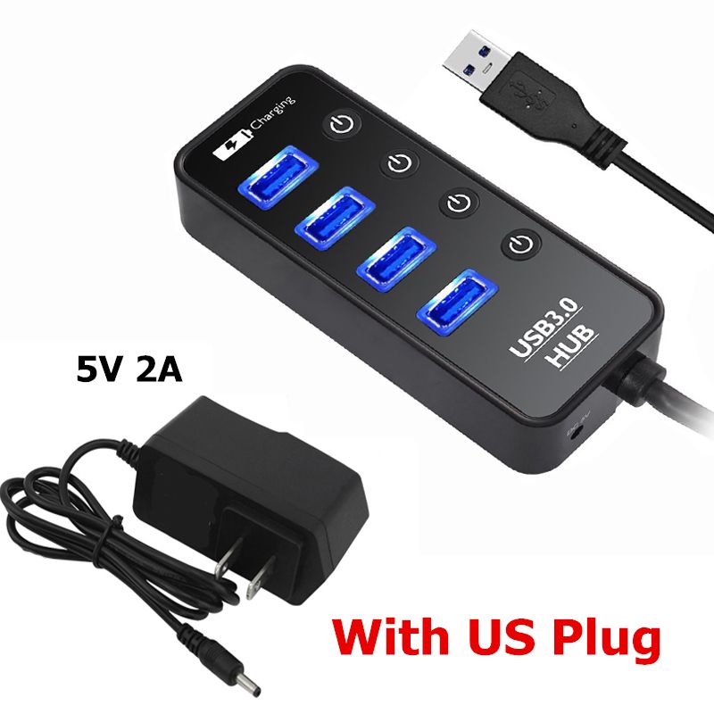 Hub USB 4 porte 3.0 caricabatterie per smartphone multiaccessori con adattatore di alimentazione per iPad Book Pro computer PC notebook_voghion.com