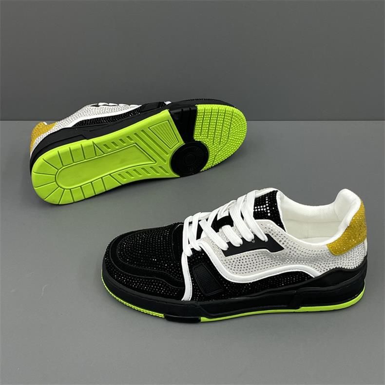 Scarpe da uomo sportive e per il tempo libero, con blocchi di colore, versione coreana, autunno 2023, nuove, basse, con texture a diamante brillante._voghion.com