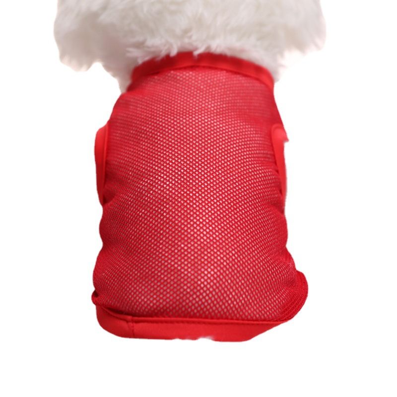 2023 New Pet Large Mesh Summer Vest Solid Color Teddy Poodle Cat Dog Clothes_voghion.com