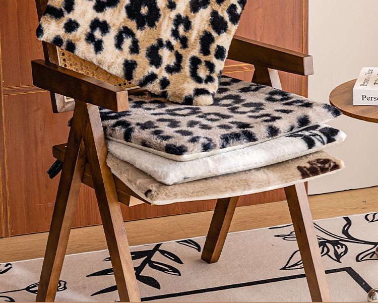 Memory Foam Chair Cushion - Non-Slip Leopard Print Seat Pad For Office & Study - Mediterranean Style (Coffee/Gray)_voghion.com