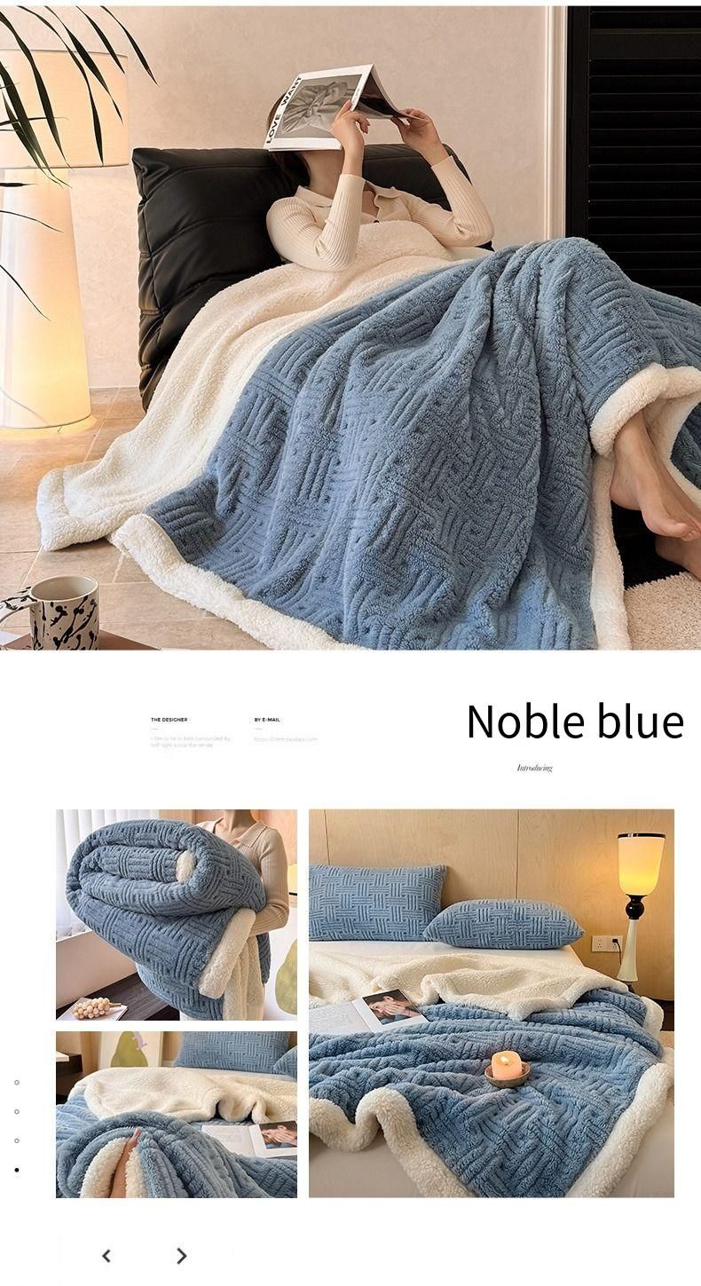 2025 New Jacquard Shu Cotton Wool Lamb Wool Blanket Gift Thickened Blanket_voghion.com