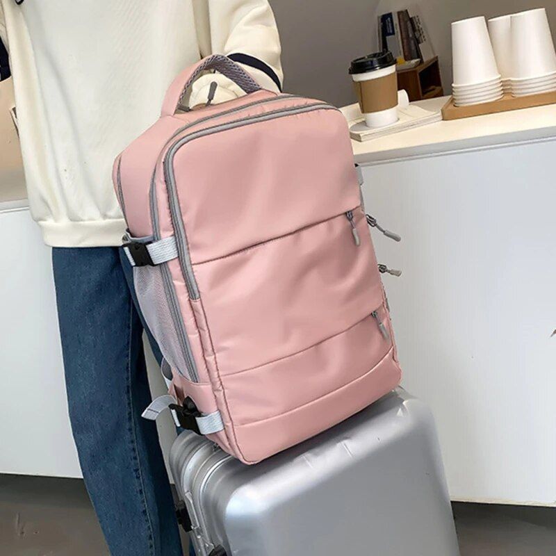 Zaino da viaggio per donna, impermeabile, per ragazze adolescenti, con ricarica USB, per computer portatile, con tracolla grande, borsa per scarpe 2024_voghion.com