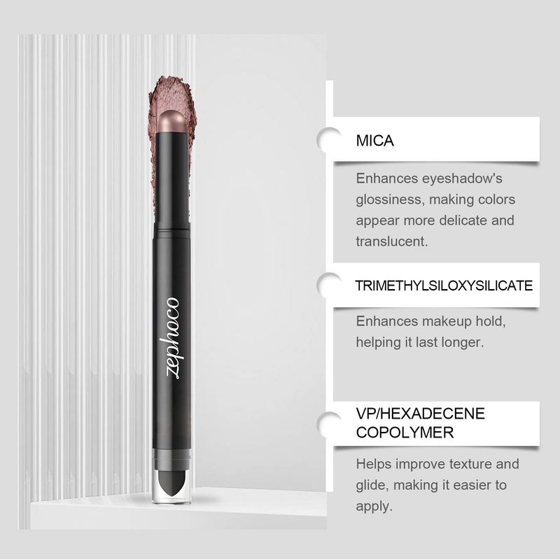Zephoco Mokkabrauner, leichter, integrierter Pinsel, tragbarer, pigmentierter, einfach aufzutragender Make-up-Lidschattenstift_voghion.com