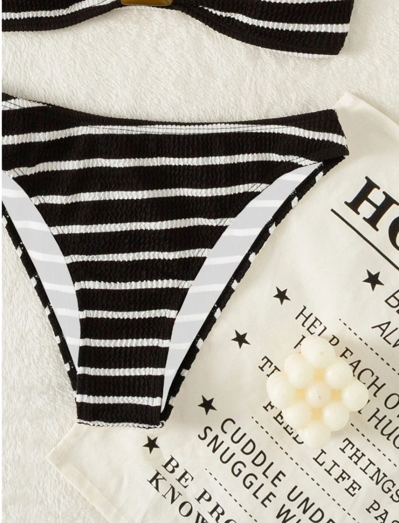 Gestreiftes 2-teiliges Bikini-Bademode-Set für Damen_voghion.com