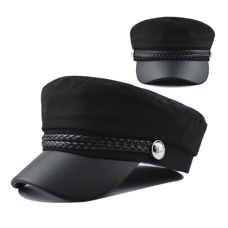 Hot Sale 1PC Women Men Spring Autumn Sailor Hats Black Ladies Beret Caps Flat Top Captain Cap Travel Cadet Octagonal Hat_voghion.com