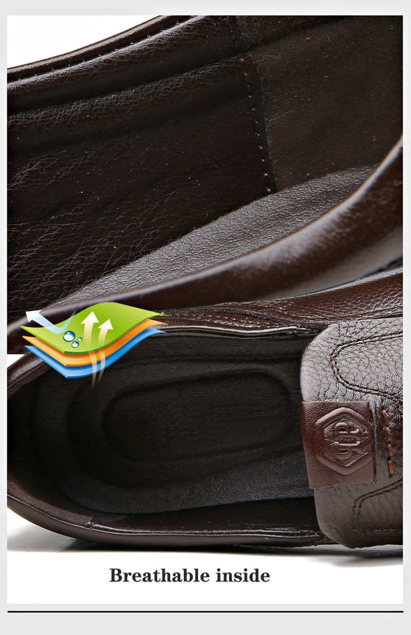 Mens Fashion British Style Classic Casual Cowhide Black Hot Sale Breathable Business Slip-on Men Leather Shoes Big Size_voghion.com