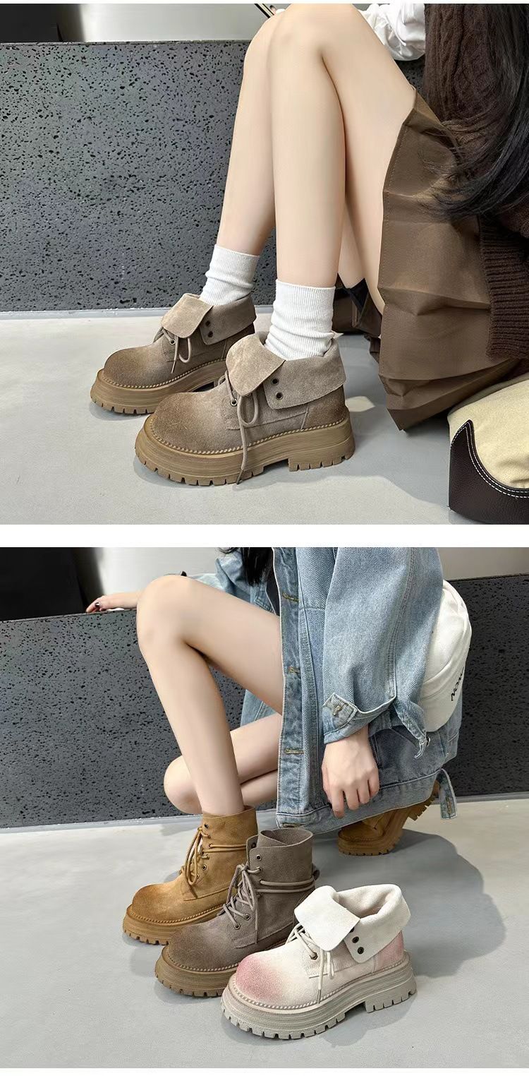 Cowboy Martin kvinnors sommar höst vintage tjock oled hort Britih tyle ingle boot, mall och perforerat arbete_voghion.com