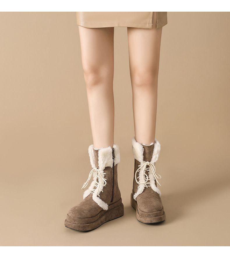 New mid-calf boots with cashmere padded warm shoes retro booster boots_voghion.com