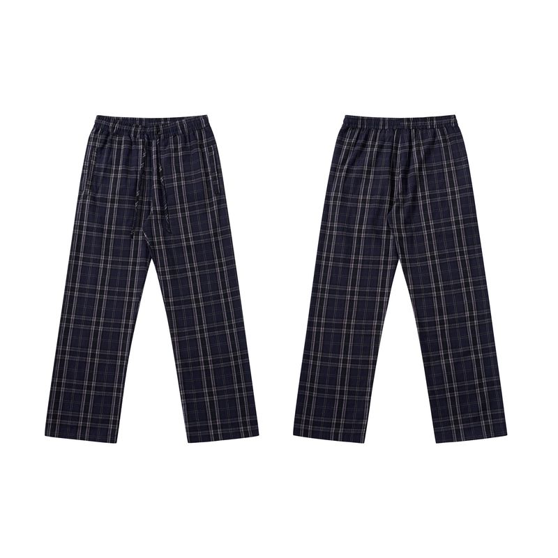 Parisian Plaid Casual Pants For Men – Loose Fit Retro Trousers With Clean Aesthetic_voghion.com