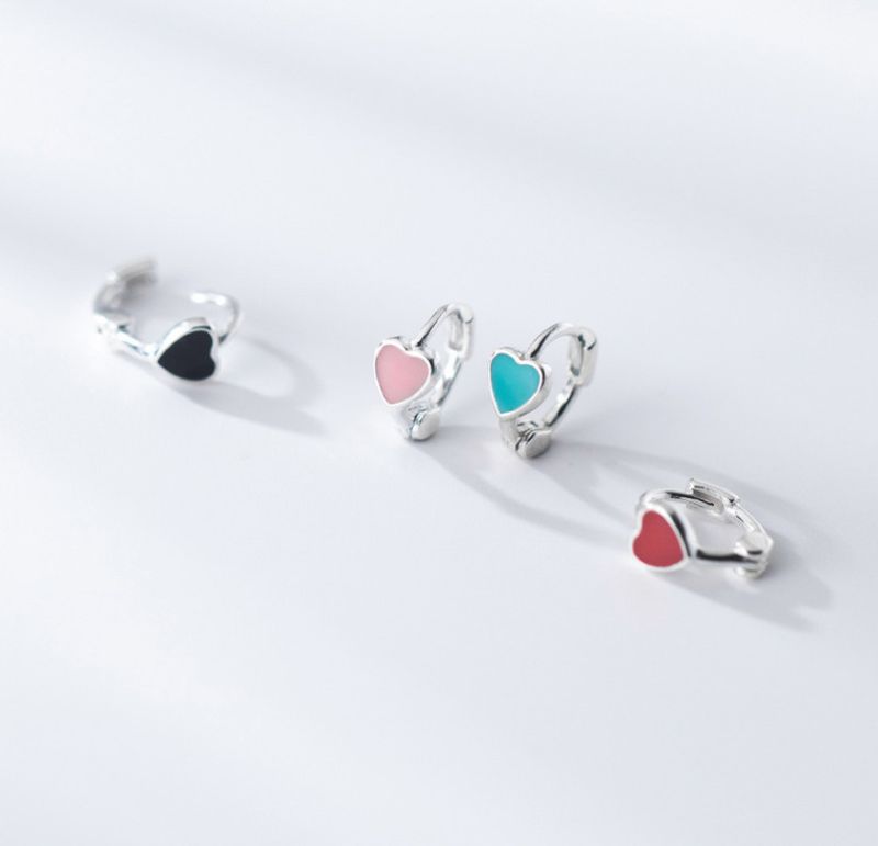 Orecchini a cerchio piccoli a forma di cuore in argento sterling 925, 11 mm, confezione regalo K43_voghion.com