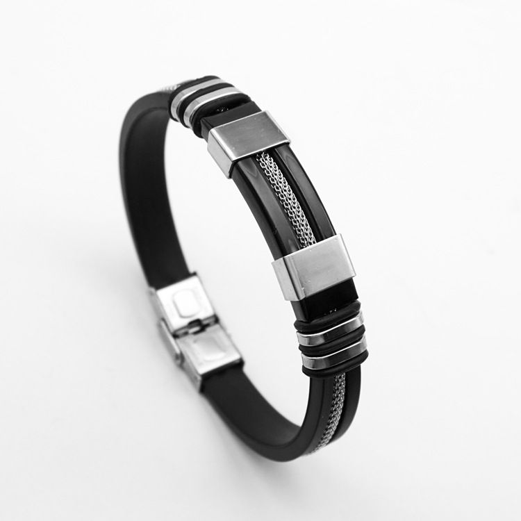 Grenzüberschreitendes Punk-Hip-Hop-Armband aus Silikon und Titan im europäischen und amerikanischen Stil – ein trendiges Accessoire für Herren aus Edelstahl_voghion.com
