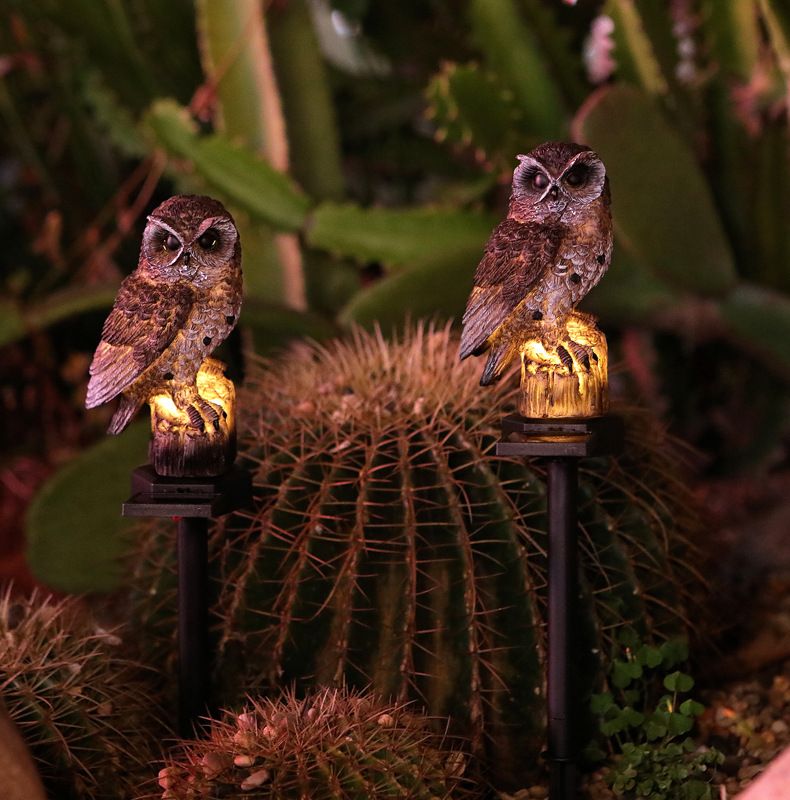 Outdoor-Garten Eule LED Solar Licht Hof Simulation Tier Harz Rasen Stecker in Licht_voghion.com