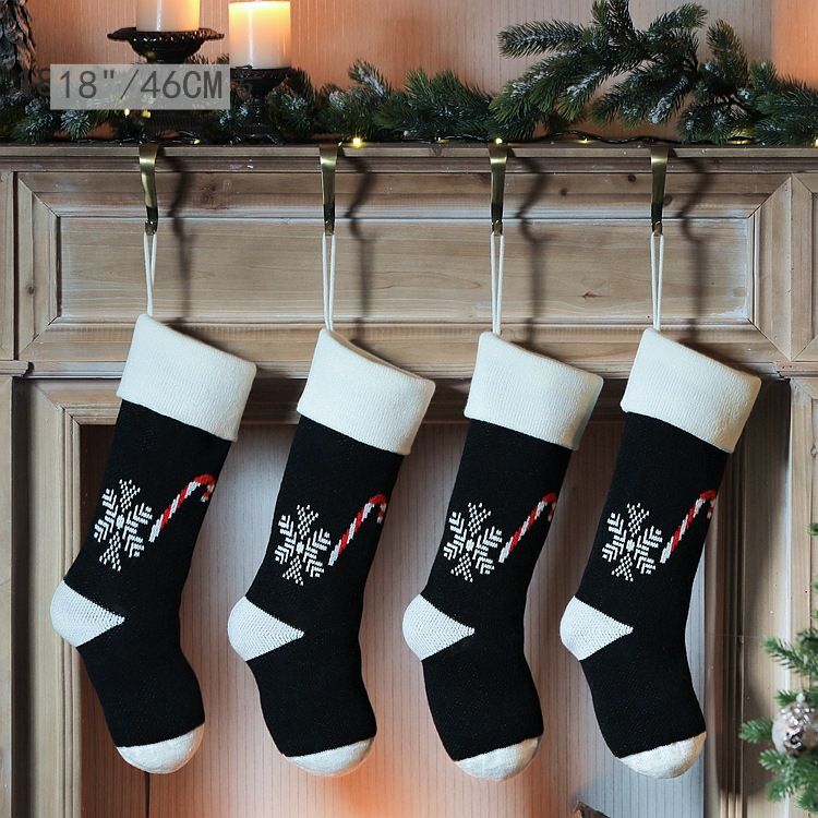 Plush Decorative Knitted Christmas Socks Pendant Cane Candy Snowflake Gift Bag_voghion.com