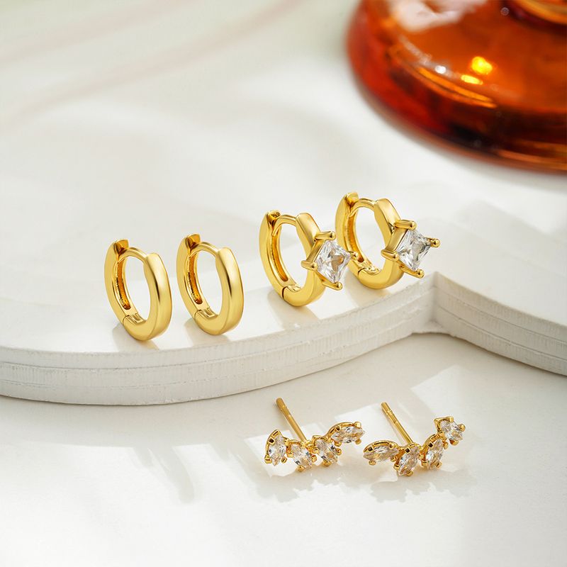 Damen-Schmuckset, modisch, schlichtes Temperament, vielseitige Persönlichkeit, hochwertige, stapelbare Ohrringe mit Zirkonia-Einlage, dreiteiliges Set_voghion.com