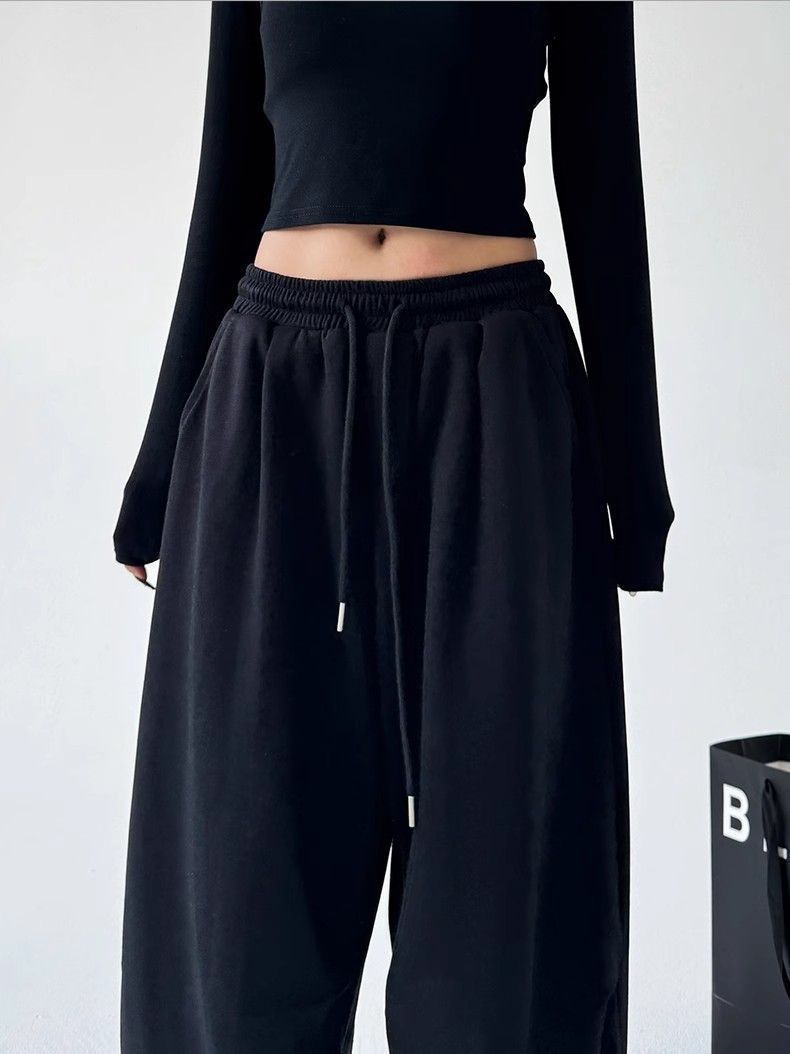 Women's Casual Jogger Pants High Waist Wide Leg Lounge Pants With Pockets Soft Polyester Workout Sweatpants Streetwear Fashion_voghion.com