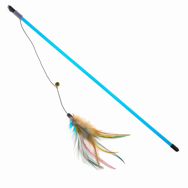 Blue Fishing Rod Feather Teaser Wand 2021 New Cat Toy_voghion.com