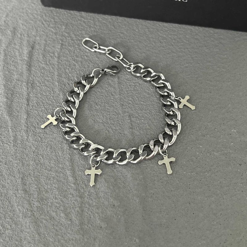 Cross Cubn Brcelet For Men, Light Luxury Niche Hip-Hop Style, Trendy Minimlist High-End Americn Style Jewelry,_voghion.com