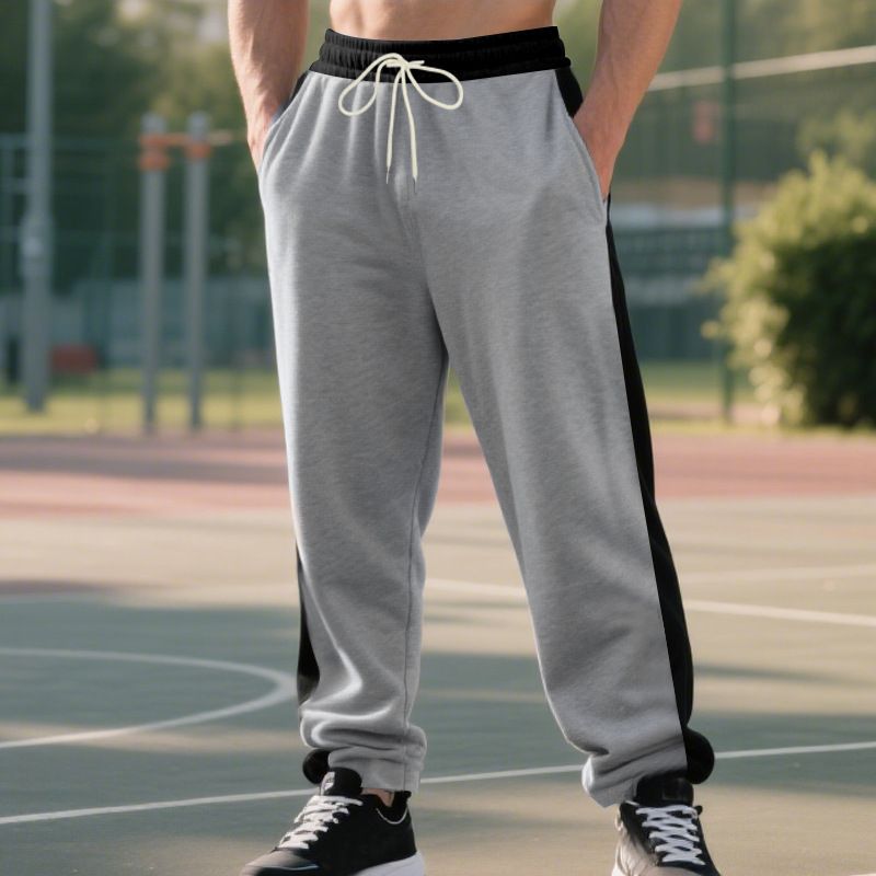 Lässige Jogginghose für Herren mit Farbblock-Design, schwerem Fleecefutter, entspannter Passform, geradem Bein, Jogginghose für Herbst und Winter_voghion.com