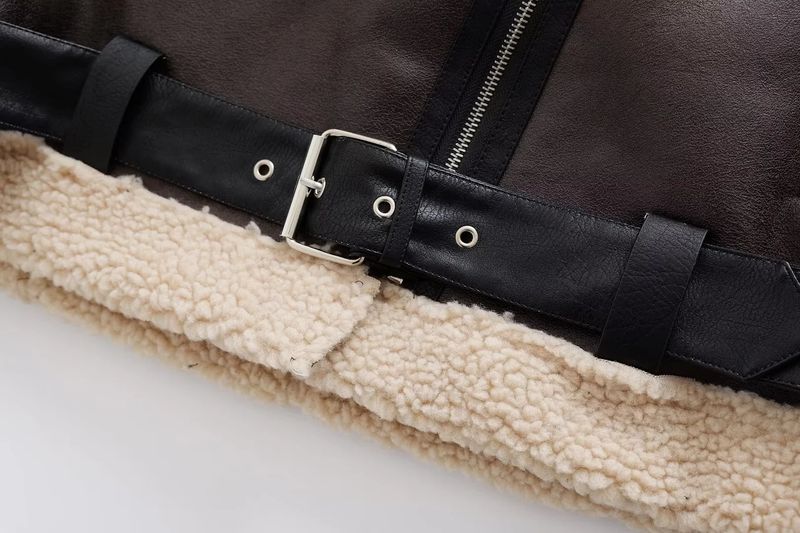 Women s clothing autumn and winter new fur integrated motorcycle jacket_voghion.com