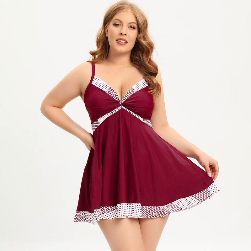 2024 Ny europeisk och amerikansk baddräkt i stor storlek dam Cross Border Hot Spring Konservativ Baddräkt med hög midja_voghion.com