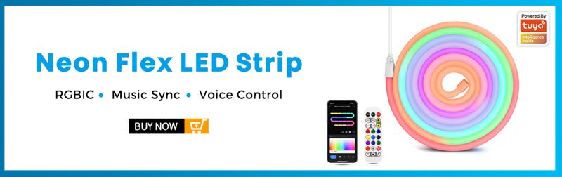 Fita de LED Tuya Wifi RGBIC à prova d'água RGB Lâmpada de decoração ambiente Sincronização musical Aplicativo Smart Life Funciona com Alexa Google Home_voghion.com