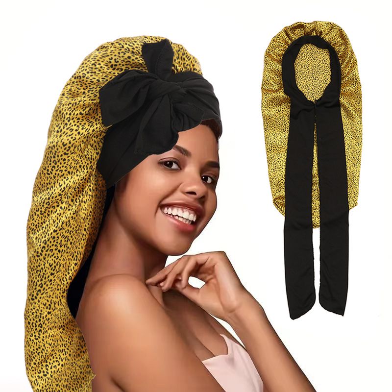 Cuffia da uomo con stampa leopardata multicolore, a righe larghe, a tesa larga, elastica, per salone di bellezza, per la cura dei capelli, con chignon elastico, berretto indiano_voghion.com