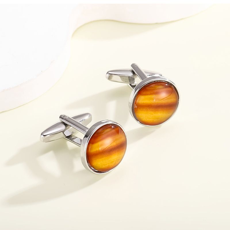 new round diamond crystal men's business cufflinks shirt cuff nails banquet alloy metal_voghion.com