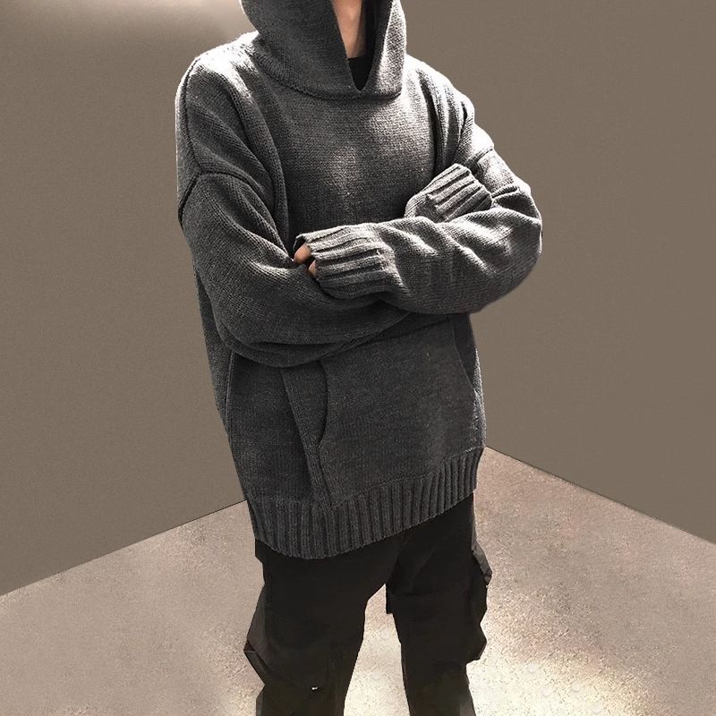 Men's Clothing winter turtleneck lazy sweater coat loose gray thick pullover sweater for men_voghion.com