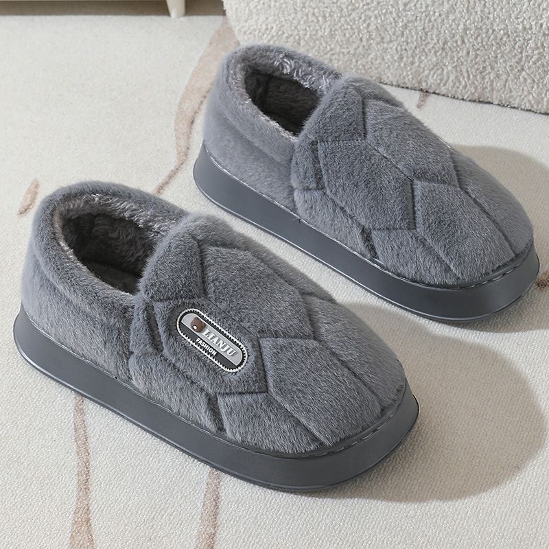 Herren-Hausschuhe mit Fleecefutter – gemütliche Winter-Hausschuhe für drinnen und draußen mit rutschfester EVA-Sohle (Grau/Beige, Größen 40-51)_voghion.com