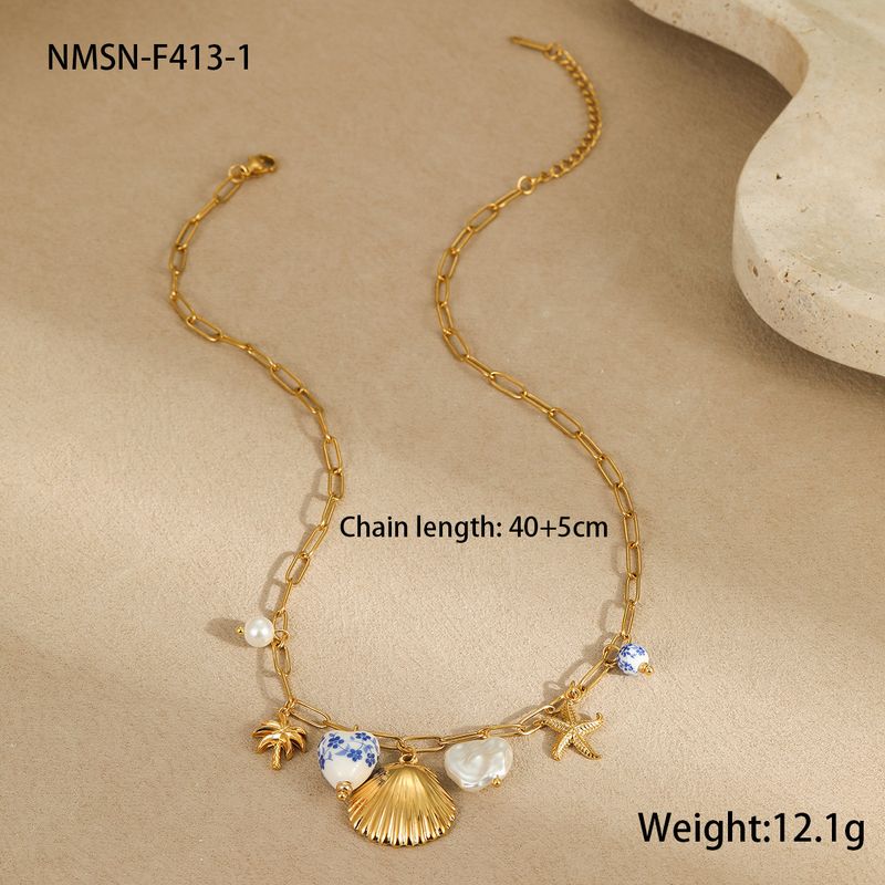 Charme armbanden ketting sieraden oceaan stijl vakantie strand wind kwast zeester schelp hanger ketting_voghion.com