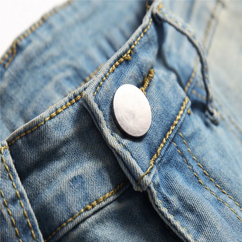 Kinderbekleidung Jungenjeans Gerade geschnittene zerrissene Hose Stretchjeans_voghion.com