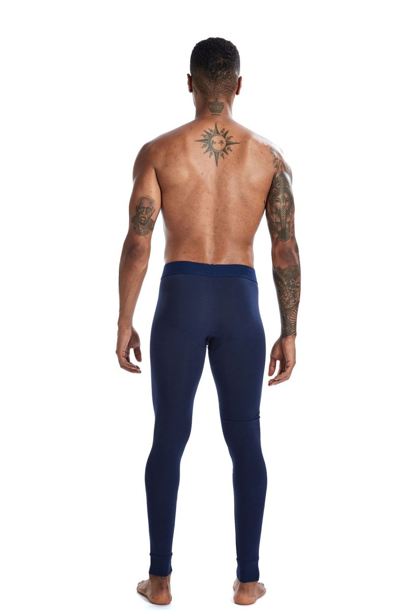 Roupa íntima e pijamas Roupa íntima térmica fina masculina, camada de base de algodão elástico com ajuste fino, calças anti-frio na altura do tornozelo em branco, vermelho, preto e azul-marinho_voghion.com