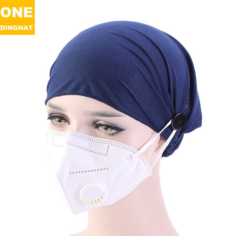 Button Mask Anti-Strangulation Headband Sweat-Absorbing Hairband Nurse Cap TD-10B_voghion.com