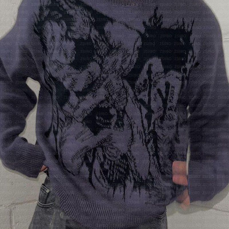 Nouveau pull col rond décontracté et chaud en tricot d'anime Harajuku à la mode_voghion.com