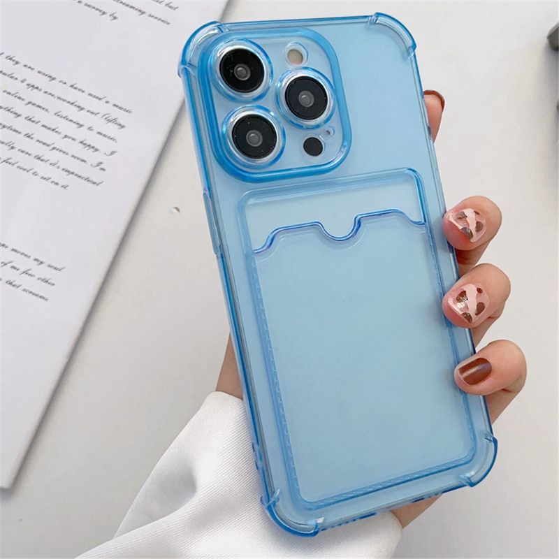 Transparent Card Slot Bag Holder Case For IPhone 16 15 14 13 12 11 Pro Max Mini X XR 7 8 Plus Clear Wallet Shockproof_voghion.com