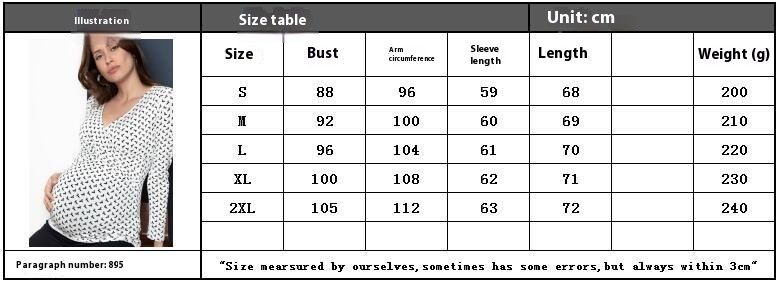 Spring and Autumn Pregnant Women's Deep V-neck Long Sleeve Printed Cross Breastfeeding Care T-shirt_voghion.com