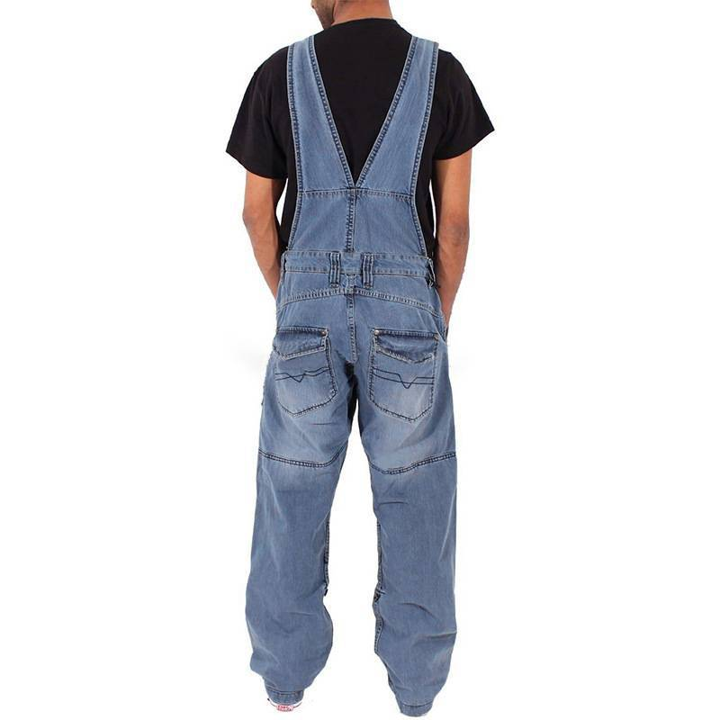 Vêtements pour hommes Pantalon cargo Salopette en denim pour hommes Jean baggy simple et élégant avec plusieurs poches_voghion.com